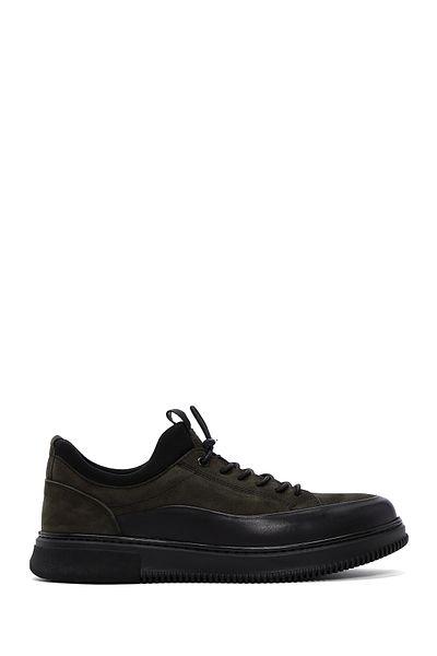 Derimod Khaki Nubuck Leather Men's Sneakers - Lace-up, Casual, 24wfd6761v3
