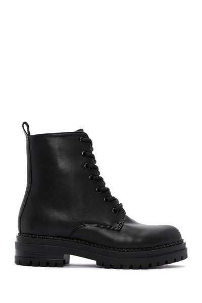 Derimod Black Lace-up Zippered Women's Boots - 24WFE 220518