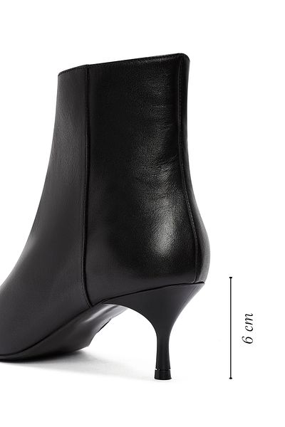 Derimod Women's Black Zipper Thin Heeled Leather Boots 24Wfd 133318