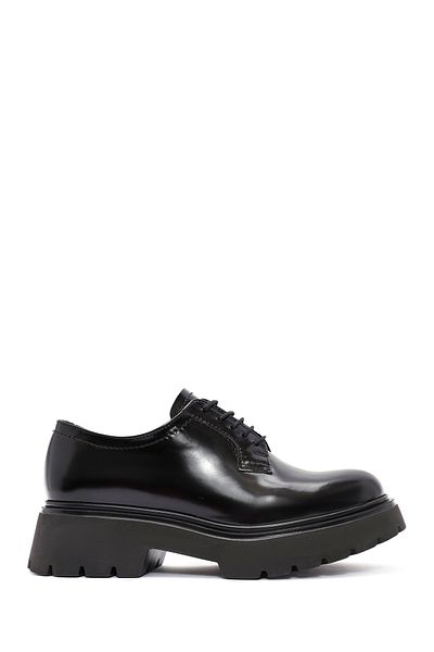 Derimod Women's Black Lace up Leather Oxford Shoes 24Wfd 281322