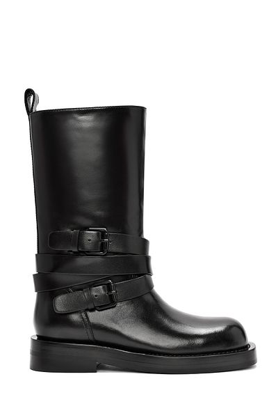 Derimod Women's Black Buckle Biker Leather Boots 24Wfd 490918