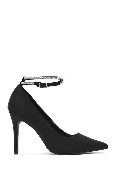 Derimod Women's Black Ankle Strap Thin Heeled Stiletto 24Wfd44036F