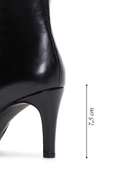 Derimod Black Thin Heeled Zippered Women's Leather Boots - 24wfd 161318