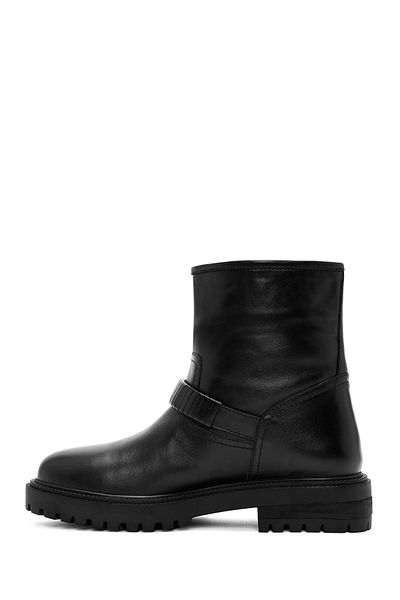 Derimod Women's Black Buckle Detailed Leather Boots 24Wfd 162918