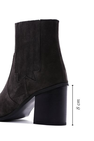 Derimod Women's Anthracite Thick Heeled Suede Leather Chelsea Boots 24Wfd 161210