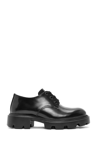 Derimod Women's Black Lace-Up Leather Oxford Shoes 24Wfd 236422