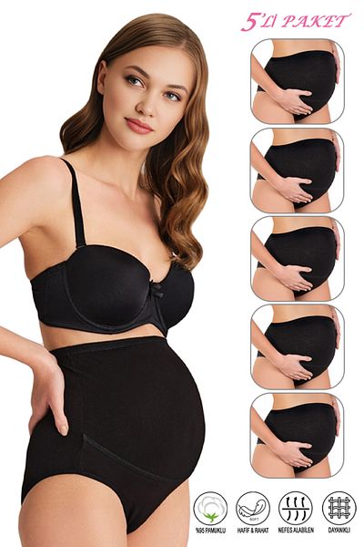 ÖZKAN underwear Özkan 23582 5 pachete pentru femei din bumbac Lycra din jerseu de maternitate cu talie înaltă chiloți bato