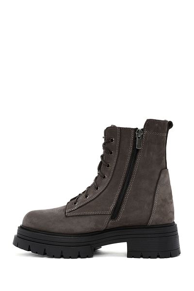 Derimod Thick Sole Mink Nubuck Leather Women's Boots - Double Zipper, Lace-up 24WFD1863V3