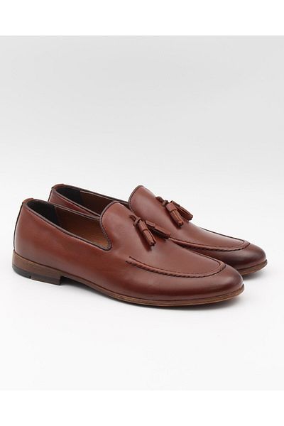 Nesil Shoes Мъжки ежедневни обувки от естествена кожа Tkn 1009 в кафяво
