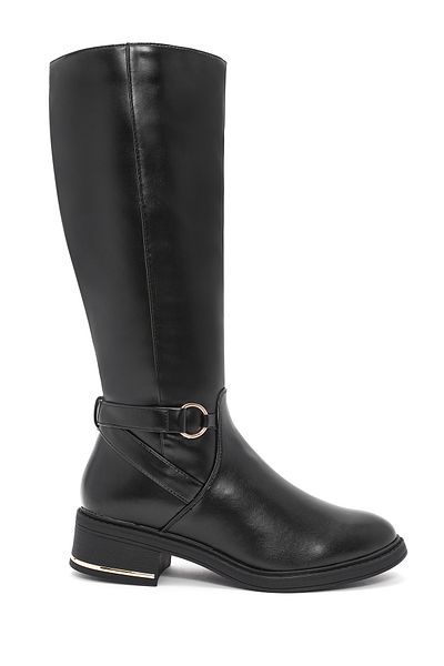Derimod Women's Black Zippered Buckle Detailed Boots 24Wfe 404118