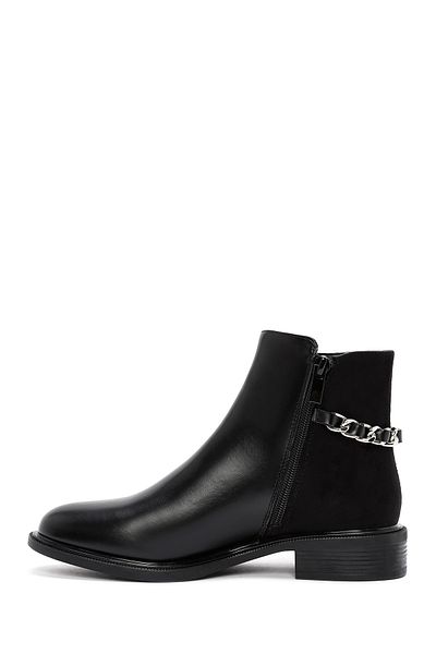 Derimod Black Chain Detailed Zippered Women's Boots - 24Wfe 401714