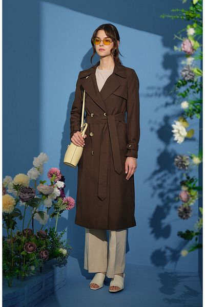 Fatma Atasoy Windbreaker Trench Coat Brown