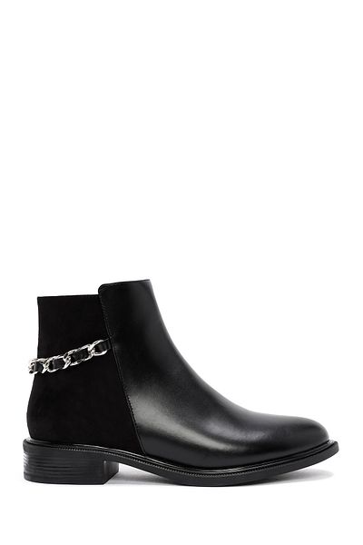 Derimod Black Chain Detailed Zippered Women's Boots - 24Wfe 401714