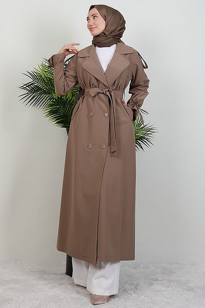 GİZ AGİYİM Μανίκι Trench Mink με λεπτομέρεια από σχοινί