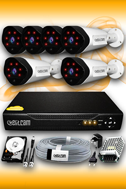 Elitcam 6 Kameralı Uzay 6 Dış Kamera Set 250 Gb Hdd Full Hd Gece Görüşlü Güve...