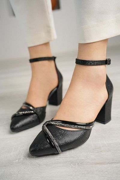 Nesil Shoes Desca 644 - Pantofi de damă Nova Stoned Side Open negri
