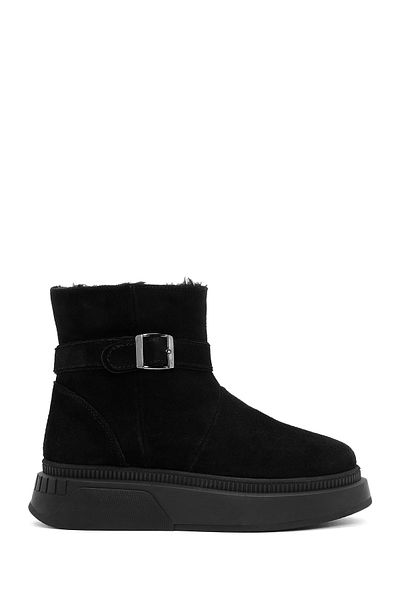 Derimod Black Suede Leather Boots - Thick Sole, Women's, 24WFD 421010