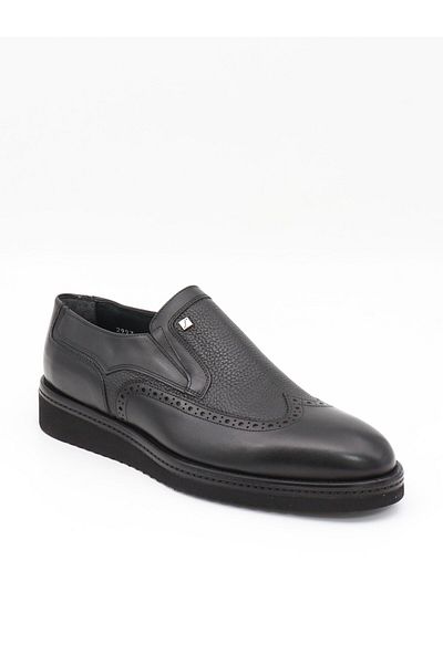Fosco 2993 Black Genuine Leather Eva Sole Men's Shoes