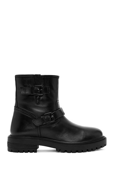 Derimod Women's Black Buckle Detailed Leather Boots 24Wfd 162918