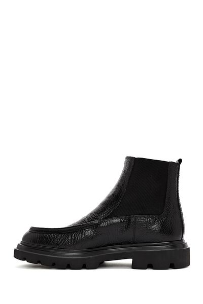 Derimod Men's Black Leather Casual Chelsea Boots 24Wfd6709Ft