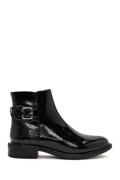 Derimod Black Patent Leather Women's Boots - Zippered, 24Wfe 401516