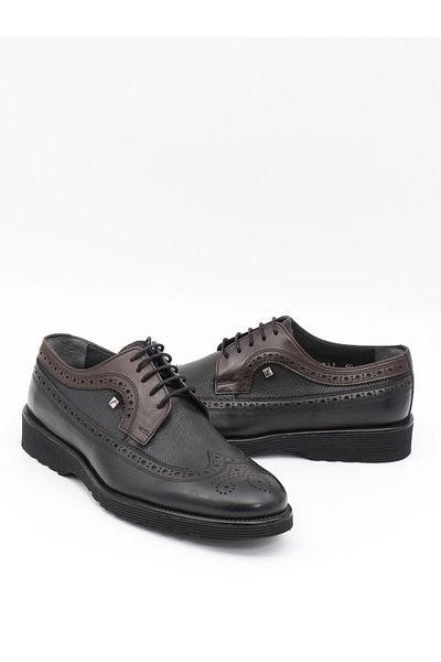Fosco 2817 Black Genuine Leather Eva Sole Men's Shoes