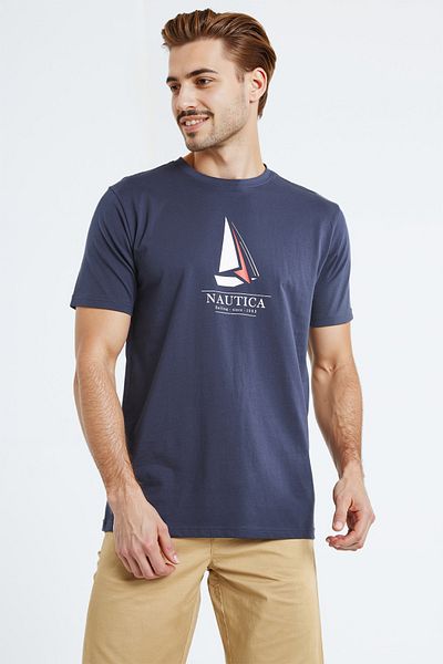 Nautica Graphic Regular Fit Premium Cotton Crew Neck T-shirt