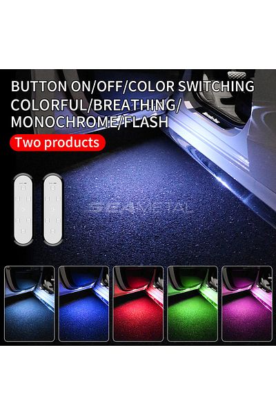 SEAMETAL 2pcs Led Car Door Opening Warning Atmosphere Light Auto Door Decoration Welcome Decor Ambie
