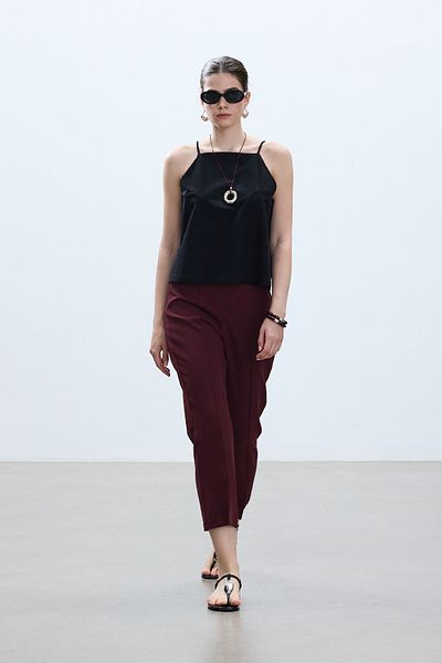 BE BLUE Claret Red Flare Pants