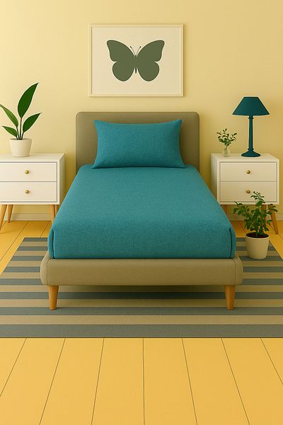 Home Compatible for Bedroom |   Single Fitted Sheet Set 1 Pillow Case (50X70 cm)