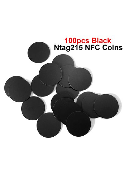 Choice Black 100pcs 10/50/100pcs Rfid Nfc Ntg215 Tags Black Sticker 13.56mhz Nfc 215 Adhesive Labels 25mm 5