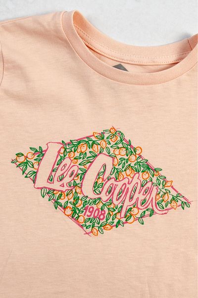 Lee Cooper Flowers Girl's 100% βαμβακερό πλεκτό μπλουζάκι σε σκόνη