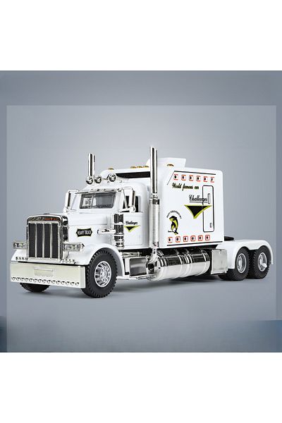 Choice White 1/24 Scale Peterbilt 389 Heavy Truck Tractor Toy Model Alloy Diecast Sound Light Pull Back Mod