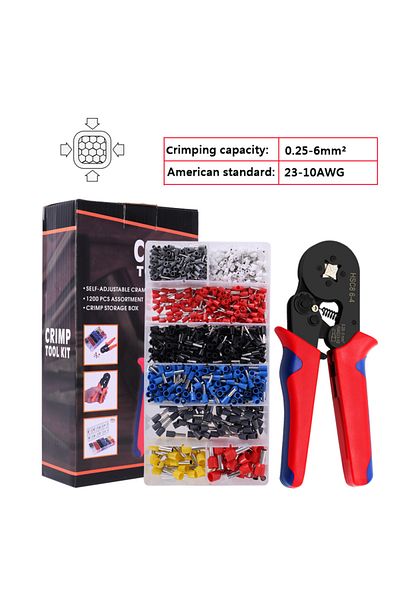Choice Black 0.25-6mm2 Set Ferrule Crimping Tool Kit Wire Ferrule Kit With 1200pcs Wire End Ferrules Crimpe