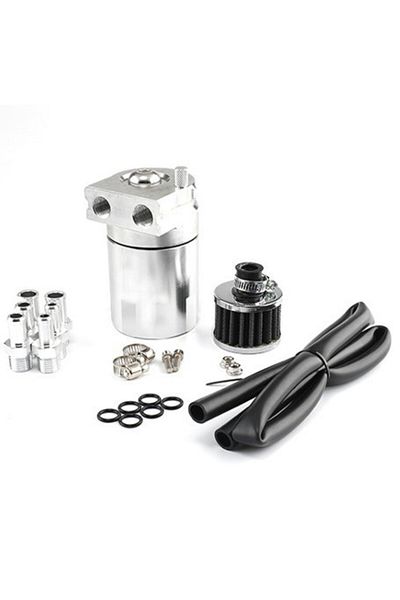Choice Silver Universal Oil Catch Reservoir Breather Can Tank Filter Kit Cylinder Aluminum Occ-1020a
