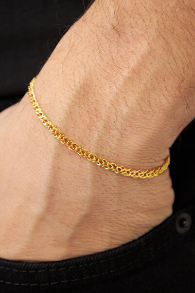 Ventino Silver 18 K Altın Kaplama 4mm Rambo 925 Ayar Gümüş Zincir Bileklik Ve...