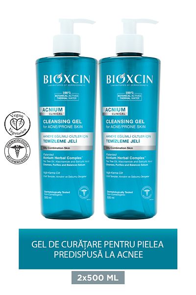 Bioxcin Acnium Sebum Balancing Face Wash Gel 500ml Buy 1 Get 1 Gift