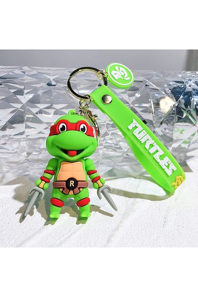 Choice 2 Anime Ninja Turtle Figure Keychain Teenage Mutant Ninja Turtles Raphael Donatello Doll Keyring Ca.