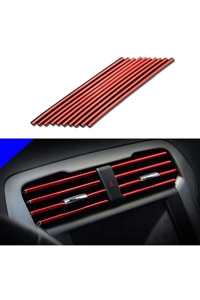 Choice Red 10 Pcs 20cm Car Air Conditioner Vent Outlet Trim Strips U Shape Chrome Pvc Colorful Shiny For Ca