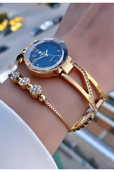 Fiesta Marka Altın Renk Su Geçirmez 2 Yıl Garantili Kadın Kol Saati - Bilekli...