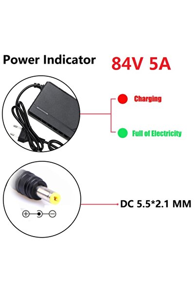 WAPUNO شاحن 84 فولت 5 أمبير تيار مستمر 72 فولت 5 أمبير 20 ثانية من مجموعة بطا...