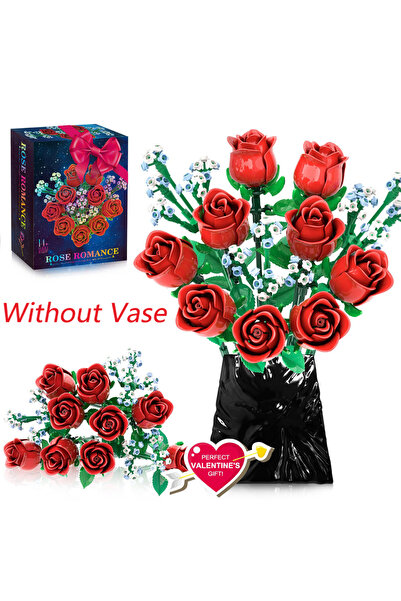 Choice مجموعة مكعبات بناء على شكل زهرة عباد الشمس مكونة من 1009 قطعة، باقة زهور، مزهرية، فكرة لتزيين المنزل للأطفال