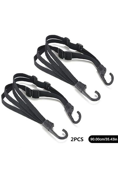 Choice 2x 90cm Black Motorcycle Luggage Strap Moto Helmet Net Universal Luggage Helmet Retractable Elastic