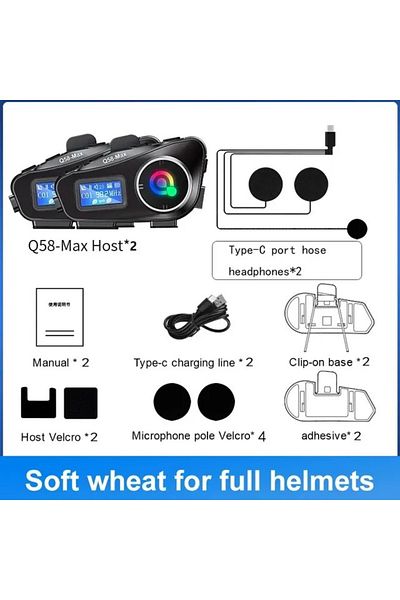 Choice Soft 2pcs Q58-max Motorcycle Helmet Intercom Bluetooth Headset Lcd Display 2 Riders Music Share With