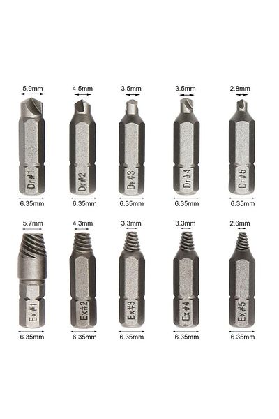 Choice 6.35mm 10pc 4mm/6.35mm Damaged Screw Extractor Drill Bit Set Stripped Screw Extractor For Hexagon Sc