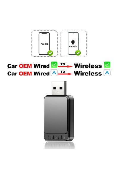 TIMEKNOW Wireless Adapter B New 2 In1 Carplay & Android Auto Mini Box Wireless Carplay Adapter Wired