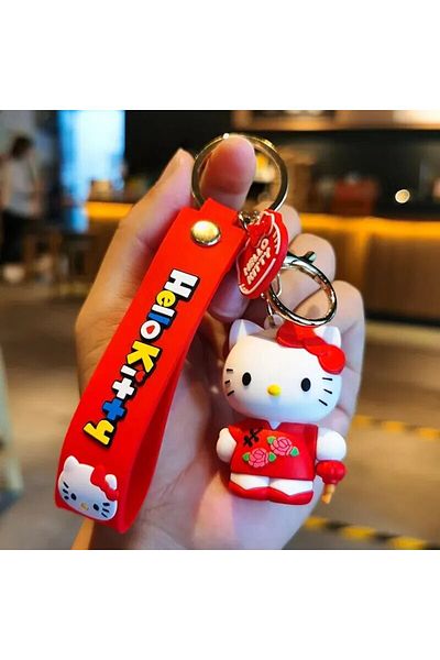 BANDAI Wj061c1 Sanrio Hello Kitty Keychain Kawaii Anime Cartoon Cinnamoroll Car Key Ring Dolls Pendant Back