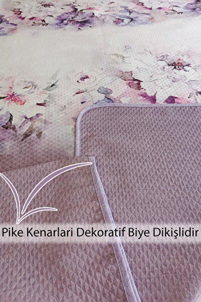 MonoHome 100% Cotton Double Pique Set Bedspread Special Woven Lilac Flowers