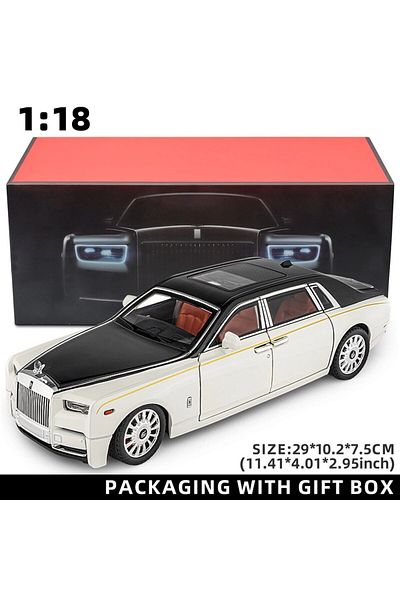 Choice White With Box 1:18 Rolls-royce Phantom Model Car, Zinc Alloy Pull Back Toy Diecast Car With Sound A