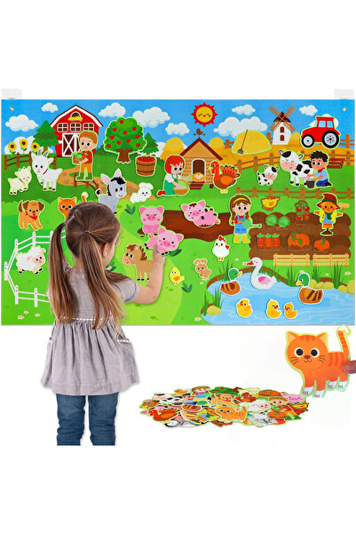 Choice مجموعة لوحة قصص حيوانات المزرعة المصنوعة من اللباد، مجموعة ألعاب تفاعل...